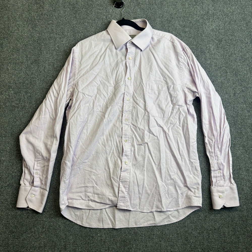 Canali Dress Shirt Mens 17 Purple Long Sleeve Button Up Made In Italy Luxury